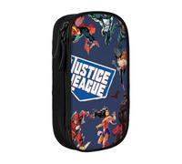 YINGD Justice League Unlimited Pencil Case with Detachable Strap - Oxford Cloth Multi-Pocket Bag for Pens, Tools, Cosmetics