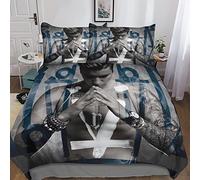 YINGD Justin Bieber Duvet Cover Multi Colour Luxury Daytime 3D Printed Bedding Set Microfiber Chanteurs Pop Soft Duvet Quilt Cover with Zipper Closure Ties King