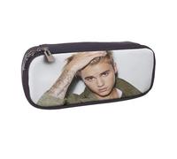 YINGD Justin Bieber Pencil Case Brown Leather Stationery Organizer for School Kids & Adults