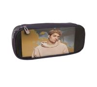 YINGD Justin Bieber Pencil Case Multi-Purpose Brown Leather Bag for Stationery & Cosmetics