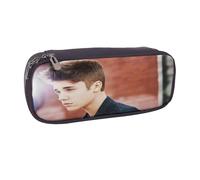 YINGD Justin Bieber Pencil Case Slim Brown Leather Zip Pouch for Pens Pencils & Stylus