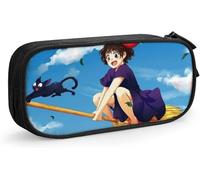 YINGD Kiki's Delivery Service Pencil Bag Portable Large Capacity Double Zipper Pencil Case for Office School Travel-Black SAOE