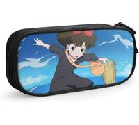 YINGD Kiki's Delivery Service Pencil Bag Portable Large Capacity Double Zipper Pencil Pouch for Office School Travel-Black SAOE