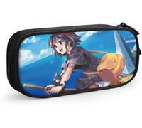 YINGD Kiki's Delivery Service Pencil Case D Custom Printing Large Capacity Double Zipper Pencil Pouch for Office School Travel-Black SAOE