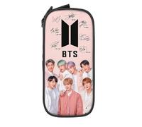 YINGD Kpop BTS Large Pencil Case, Durable Pencil Pouch with Big Capacity, Minimalist Portable Stationery Bag, Aesthetic Zipper Pencil Box for School College