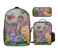 YINGD Land Before Time Backpack Study Safari System Wild Bookbag with Jungle Lunch Kit