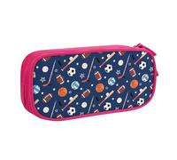 YINGD Large Capacity Pencil Case, American Team Sports Pattern Pencil Pouch 2 Compartments Pencil Bag