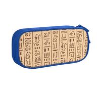 YINGD Large Capacity Pencil Case, Ancient Egyptian Hieroglyphs Pattern Pencil Pouch 2 Compartments Pencil Bag