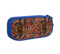 YINGD Large Capacity Pencil Case, Ancient Petroglyphs Cave Drawings Pattern Pencil Pouch 2 Compartments Pencil Bag