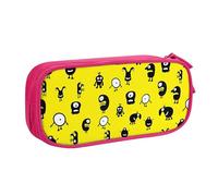 YINGD Large Capacity Pencil Case, Cute Smile Aliens Monsters Pattern Pencil Pouch 2 Compartments Pencil Bag