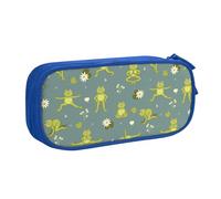 YINGD Large Capacity Pencil Case, Funny Cute Yoga Frogs Pattern Pencil Pouch 2 Compartments Pencil Bag