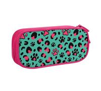 YINGD Large Capacity Pencil Case, Leopard Dog Paw Camo Pattern Pencil Pouch 2 Compartments Pencil Bag