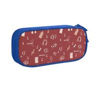 YINGD Large Capacity Pencil Case, Music Background Doodles Pattern Pencil Pouch 2 Compartments Pencil Bag
