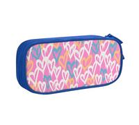 YINGD Large Capacity Pencil Case, Pink Street Hearts Graffiti Pattern Pencil Pouch 2 Compartments Pencil Bag