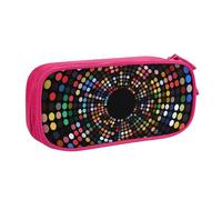 YINGD Large Capacity Pencil Case, Psychedelic Spotty Points Pattern Pencil Pouch 2 Compartments Pencil Bag