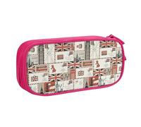 YINGD Large Capacity Pencil Case, Retro British London Postcard Pattern Pencil Pouch 2 Compartments Pencil Bag
