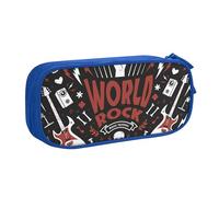 YINGD Large Capacity Pencil Case, Rock Music Background Pattern Pencil Pouch 2 Compartments Pencil Bag