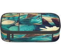 YINGD Large Capacity Pencil Case Spa Village of Floral Water Bath Salt Candles Stationery Pencil Bag Makeup Pouch Portable Office Stationery Bag for Teens G