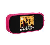 YINGD Large Capacity Pencil Case, Tis' The Season to Be Spooky Halloween Pattern Pencil Pouch 2 Compartments Pencil Bag