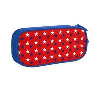 YINGD Large Capacity Pencil Case, USA America Patriotism Red Pattern Pencil Pouch 2 Compartments Pencil Bag