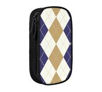 YINGD Large Storage Pencil Case, Beige Flat Square Pattern