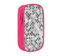 YINGD Large Storage Pencil Case, Grey Abstract Mosaic Art Pattern with Zipper Large Capacity Pen Bag