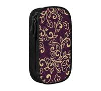 YINGD Large Storage Pencil Case, Purple Abstract Vine Leaves Pattern