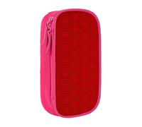 YINGD Large Storage Pencil Case, Red Fish Scales Pattern with Zipper Large Capacity Pen Bag