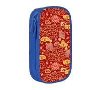 YINGD Large Storage Pencil Case, Red Vector Flowers Pattern
