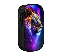 YINGD Large Storage Pencil Case, Vector Rainbow Lion Pattern