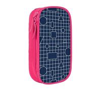 YINGD Large Storage Pencil Case, Vector Seamless Blue Geometric Shapes Pattern with Zipper Large Capacity Pen Bag