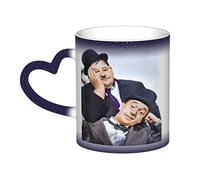 YINGD Laurel Mug Hardy Color Changing Mug Starry Night Heat Sensitive Mug with Gift Box for Birthday Office Ceramic Coffee Novelty Idea 12 Oz Blue