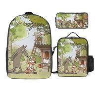 YINGD Le Grand méchant Renard et autres contes Backpack Academic Artisan Set Crafted Bookbag with Gourmet Lunch