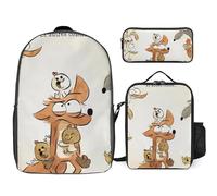 YINGD Le Grand méchant Renard et autres contes Backpack School Superhero Set Capable Bookbag with Power Lunch Kit