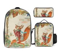 YINGD Le Grand méchant Renard et autres contes Backpack Study Smart System Organized Bookbag with Brain Food Lunch Kit