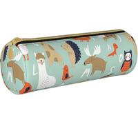 YINGD Leather Pencil Case Zoo-Alphabet-Cute-Animals Holder Pouch Box Makeup Bag Organizer with Zipper for School Office