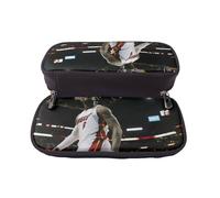 YINGD Lebron James Pencil Case Versatile Brown Leather Pouch for School Stationery & Makeup Essentials