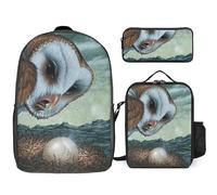 YINGD Legend of The Guardians The Owls of Ga'Hoole Backpack Three Piece Essentials 17 Inch Bag Lunch Tote Pen Case