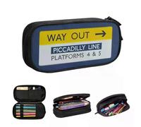YINGD London Underground Way Out Sign Pencil Cases Big Capacity Organizer Pen Box Storage Pouch for Boys Girl Stationery School Office