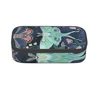 YINGD Luna Moth Art Painting Large Capacity Pencil Case for Women Men Pen Pouch Pencil Box Double Zipper Stationery Bag with C