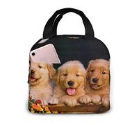 YINGD Lunch Bag for Women Cute Puppies Golden Retriever Lunch Box for Work Travel Lunch Bag Soft Coolers Insulated Bags
