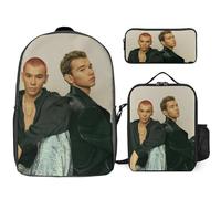 YINGD Marcus Martinus Backpack Combo for Students Includes Bookbag Lunch Tote and Multi Compartment Pen Bag