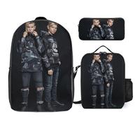 YINGD Marcus Martinus Backpack for Students Includes Bookbag Lunch Pouch and Pen Case Durable