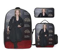 YINGD Meryl Streep Backpack Essentials Kit 17 Inch Bag Plus Snack Tote and Pen Organizer