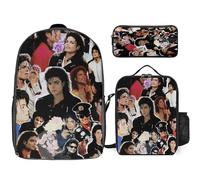 YINGD Michael Singger Jack-Son Backpack Set Cartoon Backpacks with Pencil Case & Lunch Bag Lunch Box Lightweight Travel Casual Daypack School Supplies