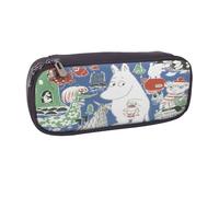 YINGD Moomin Falls in Love Comic Strip Pencil Case Elegant Leather Organizer for Students Teachers & Artists