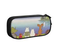 YINGD Moomin Falls in Love Comic Strip Pencil Case for Minimalist Users - Slim Profile with 2 Zipper Pockets & Pen Loops (Water-Resistant)