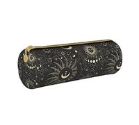 YINGD Moon Star Sun Zodiac Mystery Astrology Leather Cylinder Pencil Case, Pencil Pouch Medium Capacity Portable Multifunction
