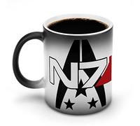 YINGD Mug Mass Effect N7 Logo Large Capacity Color Changes Coffee Cups Warming Cafe Mugs Breakfast Magic Cup Anti-Slip Lightweight Heat Resistant Tableware Christmas Birthday E