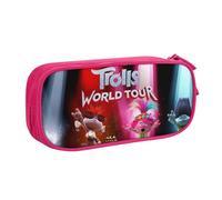 YINGD Musical Trolls World Tour Pencil Case Large Capacity Pencilcase Double-Layer Pen Bag School Stationery Pouch Organizer Office Supplies for Kids Adult